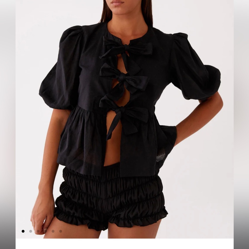 Peppermayo Black Bow Tie Blouse